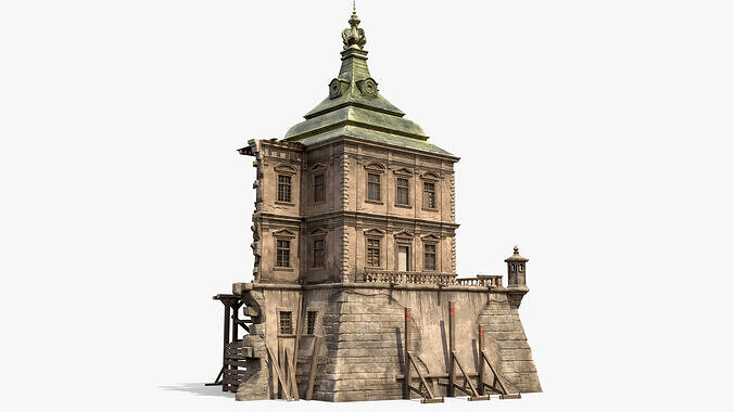 Renaissance Ruined Castle Low-poly 3D model