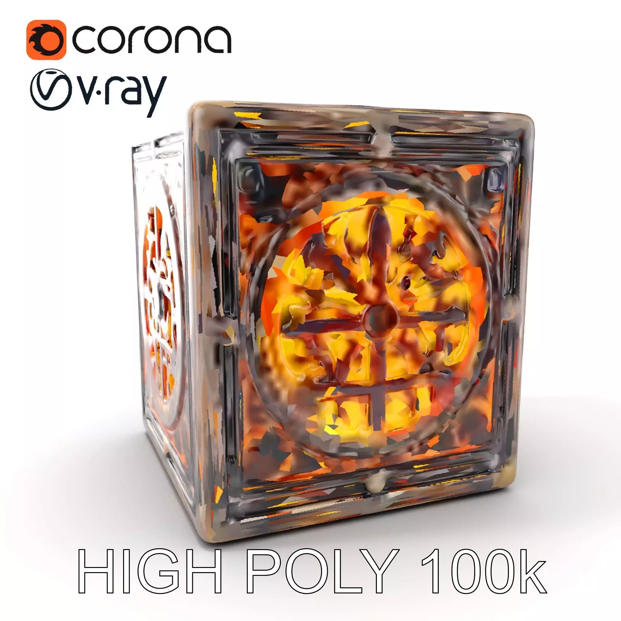 Steampunk Gear Cube Model Pack Low-poly 3D model_0
