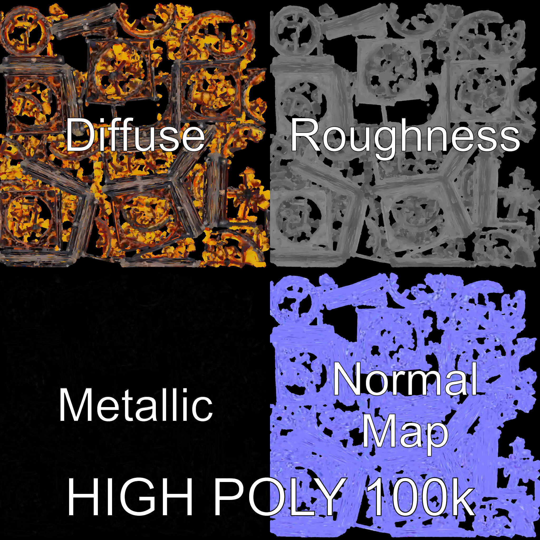 Steampunk Gear Cube Model Pack Low-poly 3D model_4