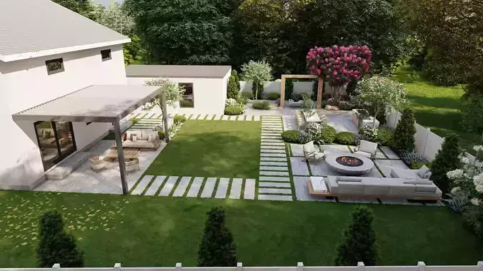 Garden Landscape 3D Model - SketchUp and Lumion Scene 3D model