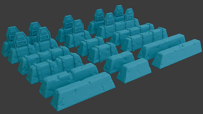 Imperial Barricades 18-Piece Set Grimdark Themed 3D print model