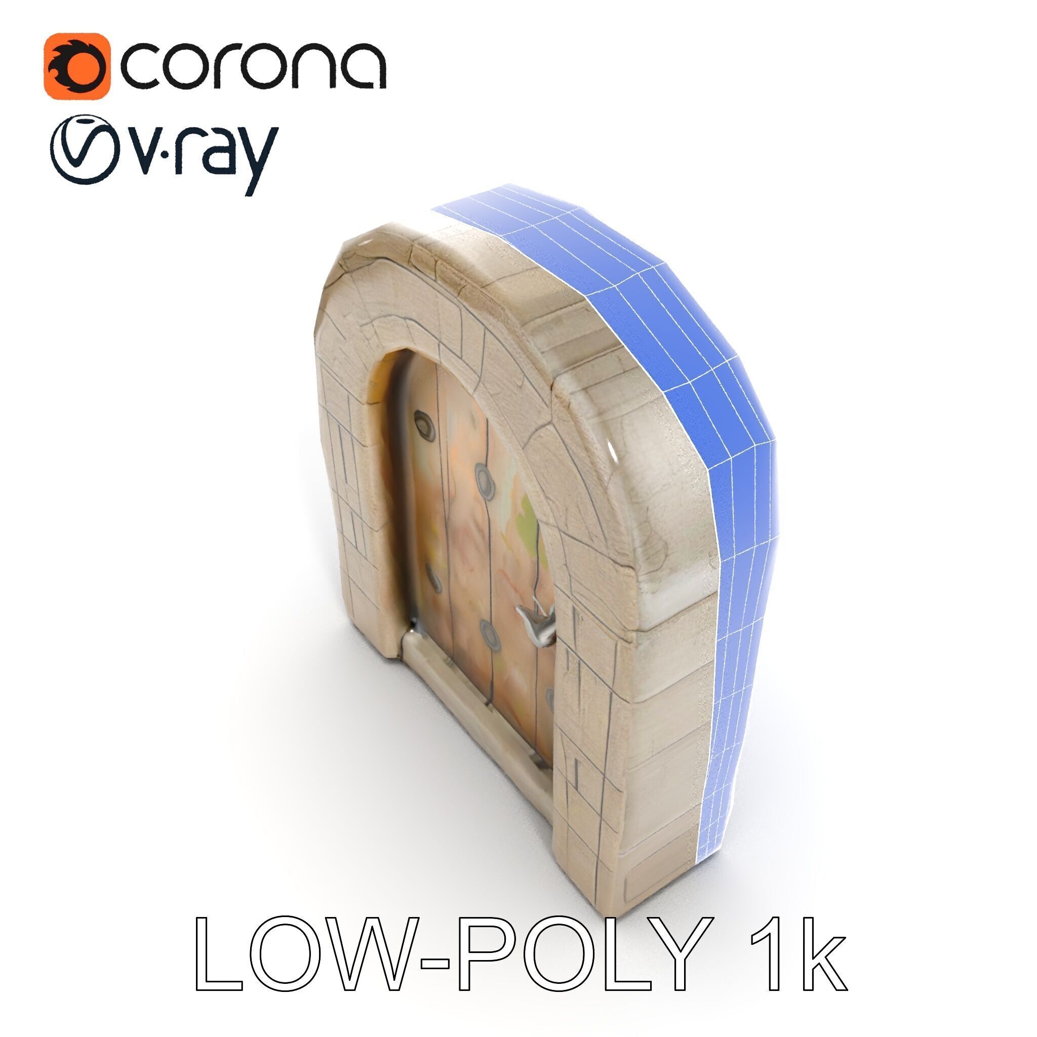 Fantasy Stone Door Model Pack Low-poly 3D model_32