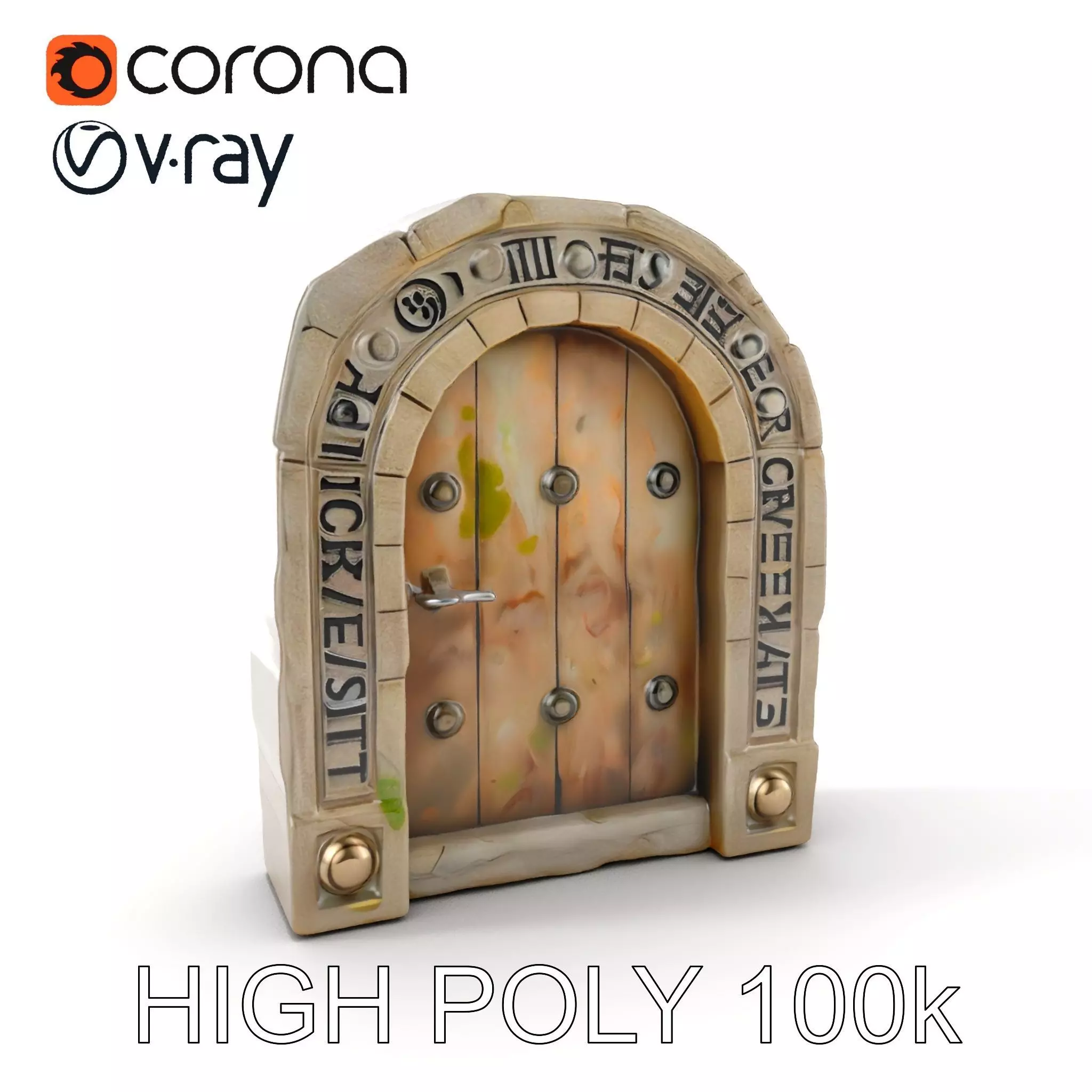 Fantasy Stone Door Model Pack Low-poly 3D model_0