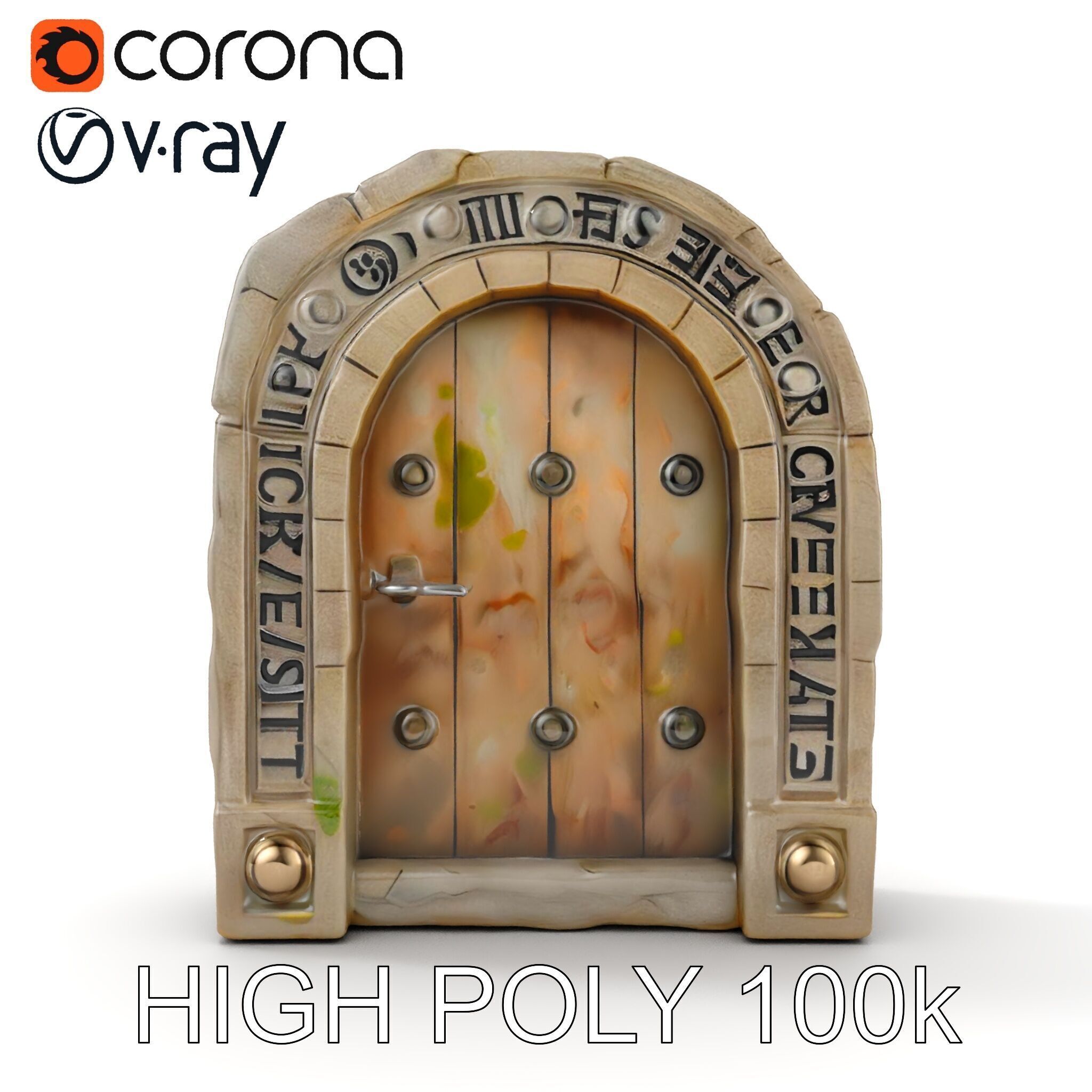 Fantasy Stone Door Model Pack Low-poly 3D model_19