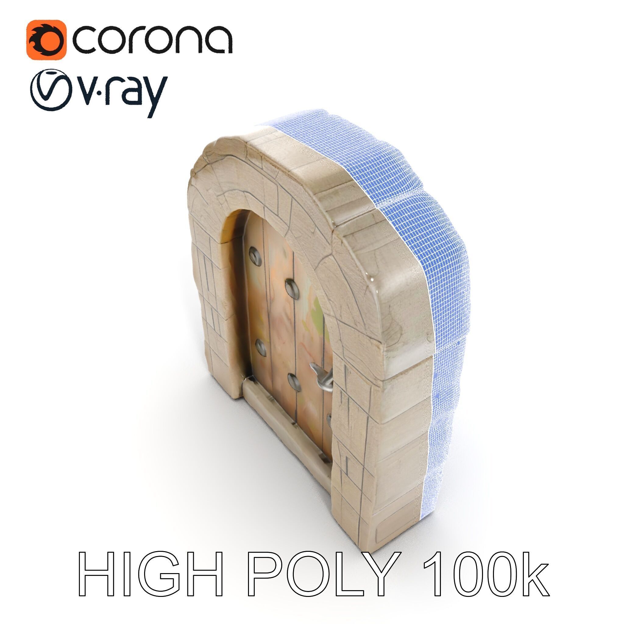 Fantasy Stone Door Model Pack Low-poly 3D model_36