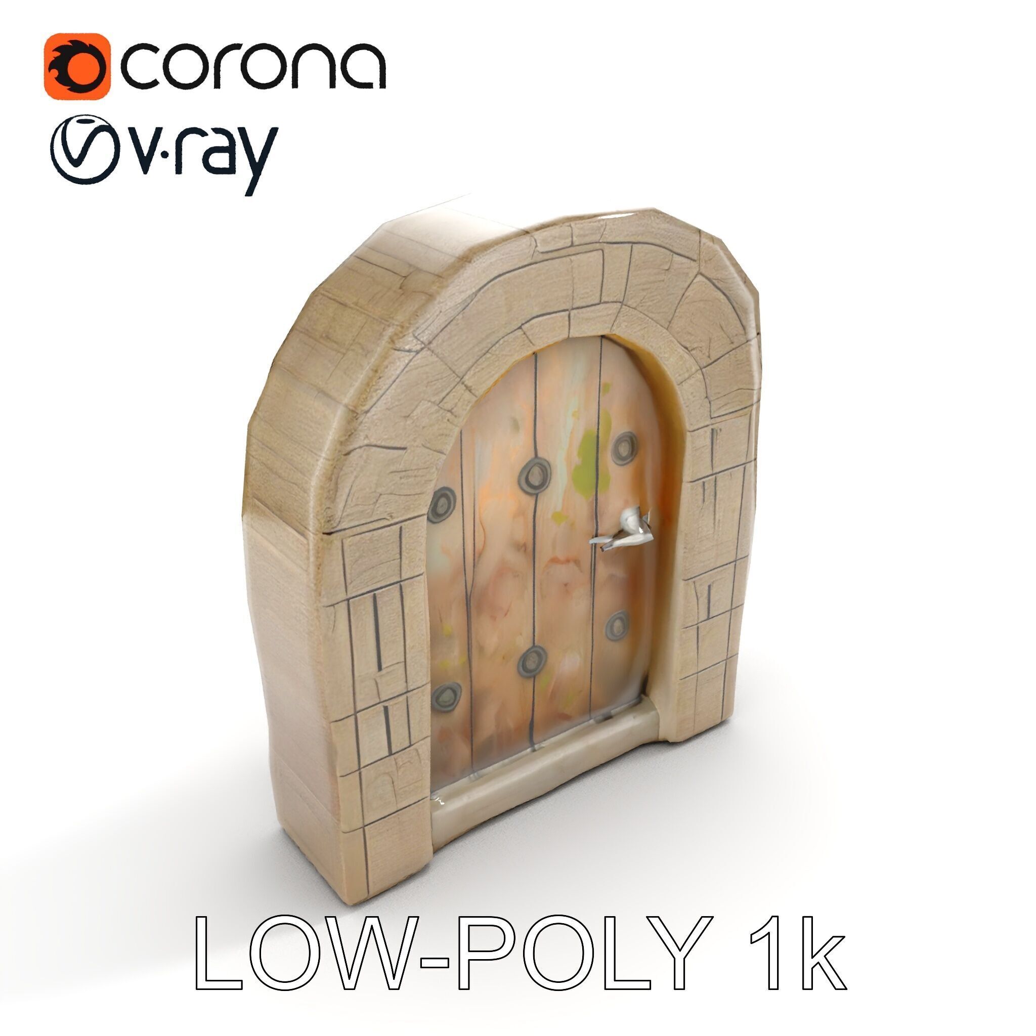 Fantasy Stone Door Model Pack Low-poly 3D model_8