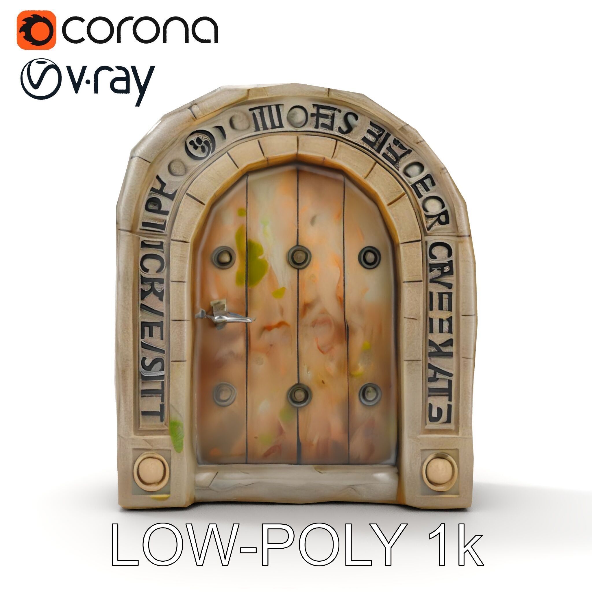 Fantasy Stone Door Model Pack Low-poly 3D model_12