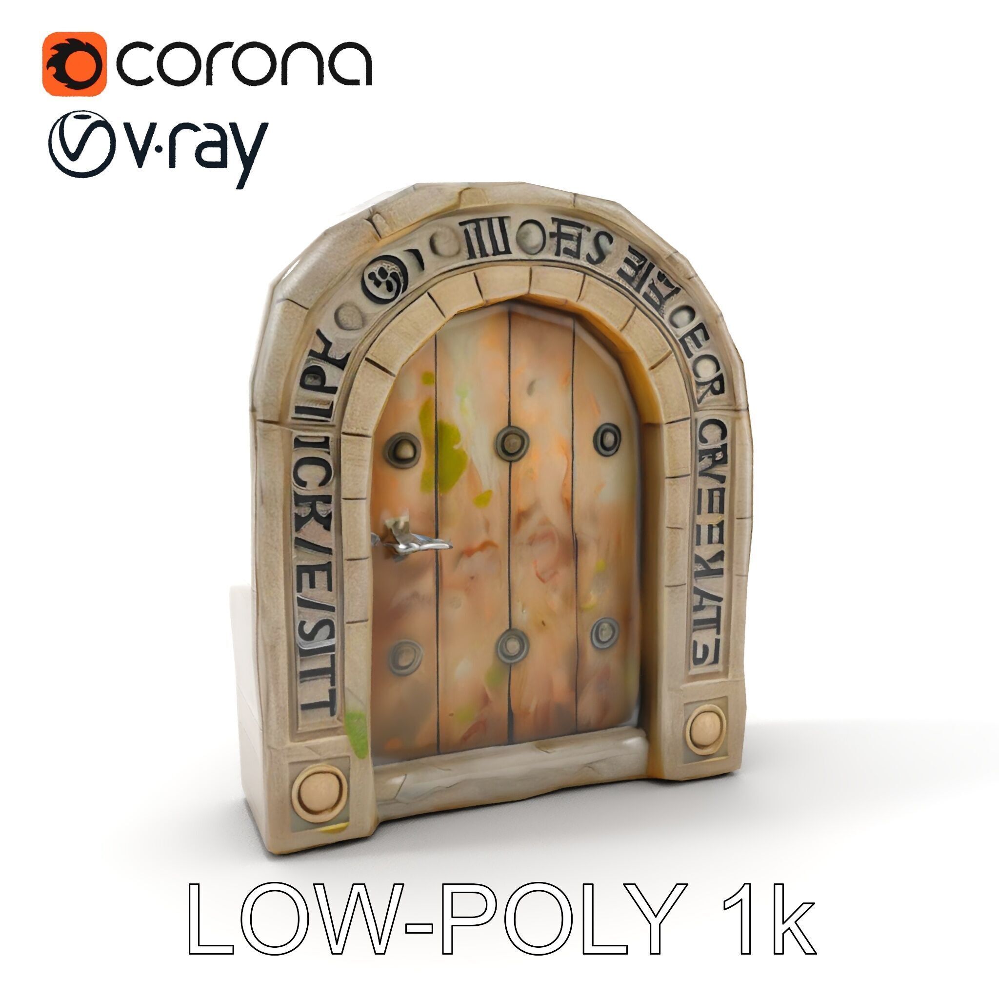 Fantasy Stone Door Model Pack Low-poly 3D model_10