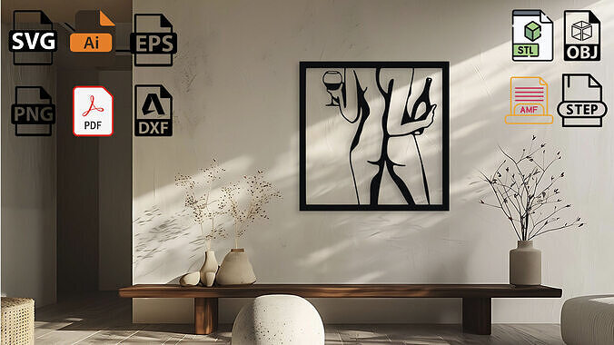 Wall Decor Art - Wine Lovers 3D print model