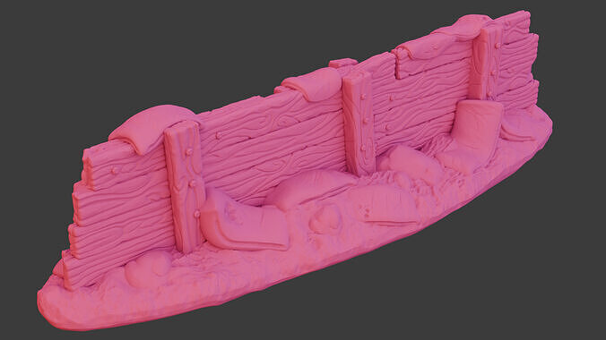 Wooden Barricades Terrain 3 Piece Set Grimdark Themed 28mm 3D print model