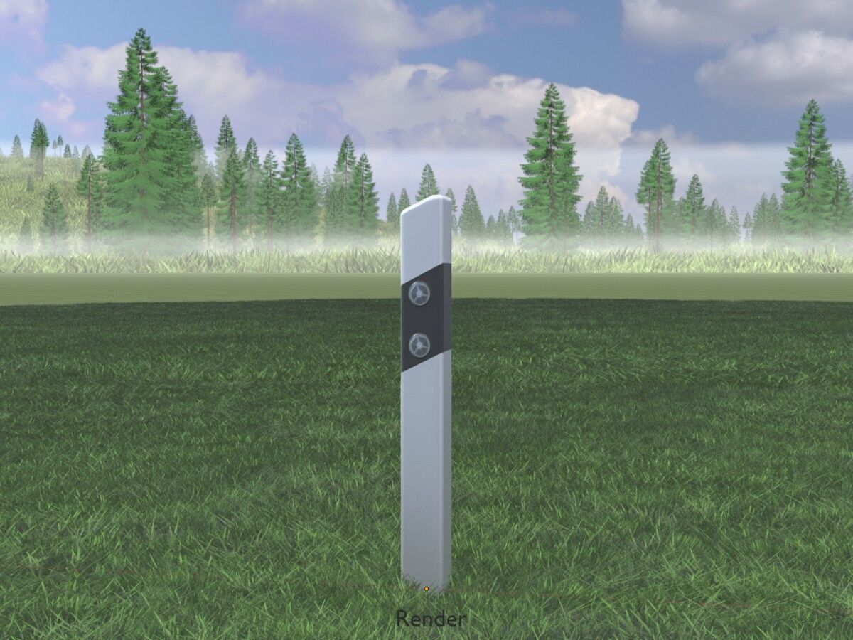 Delineator posts with white reflectors R Low-poly 3D model_15