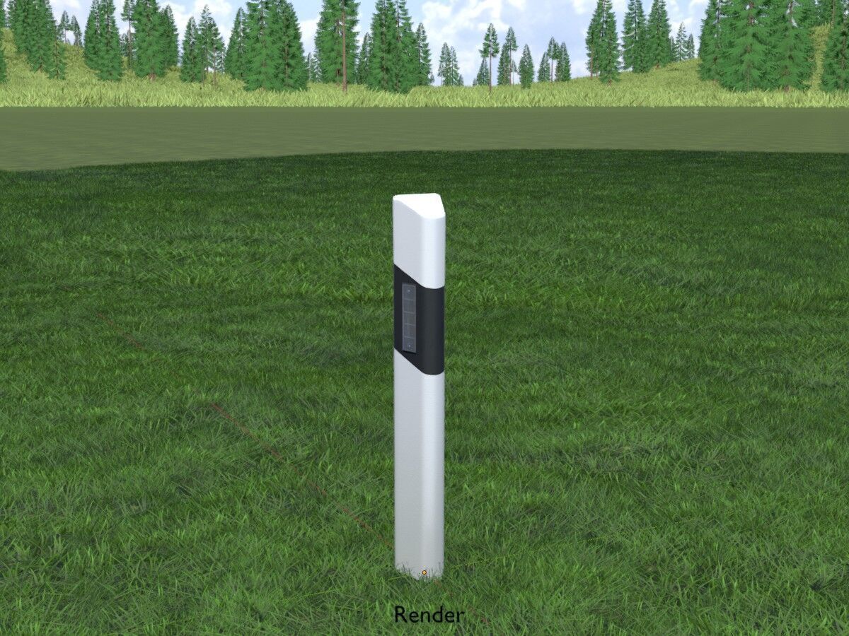 Delineator posts with white reflectors R Low-poly 3D model_18