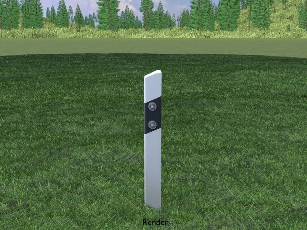 Delineator posts with white reflectors R Low-poly 3D model_19