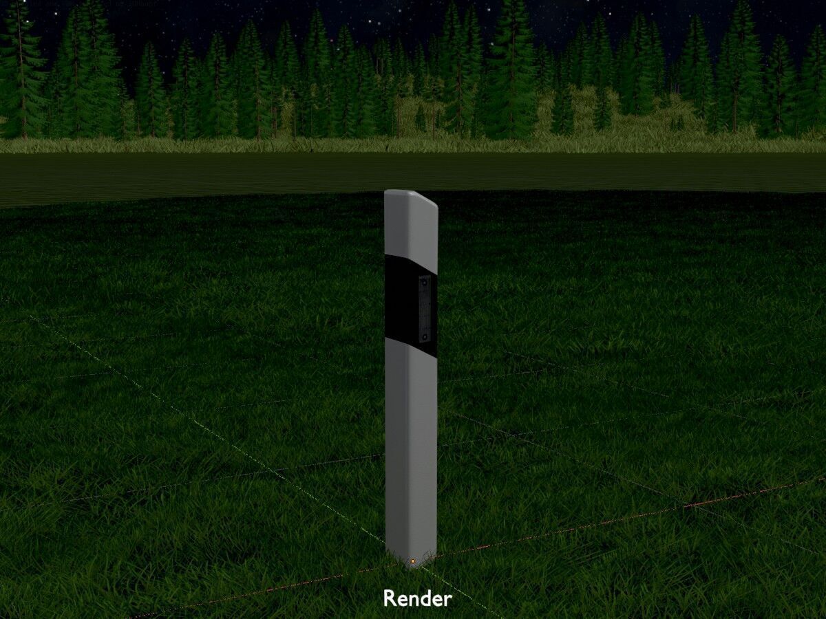 Delineator posts with white reflectors R Low-poly 3D model_17
