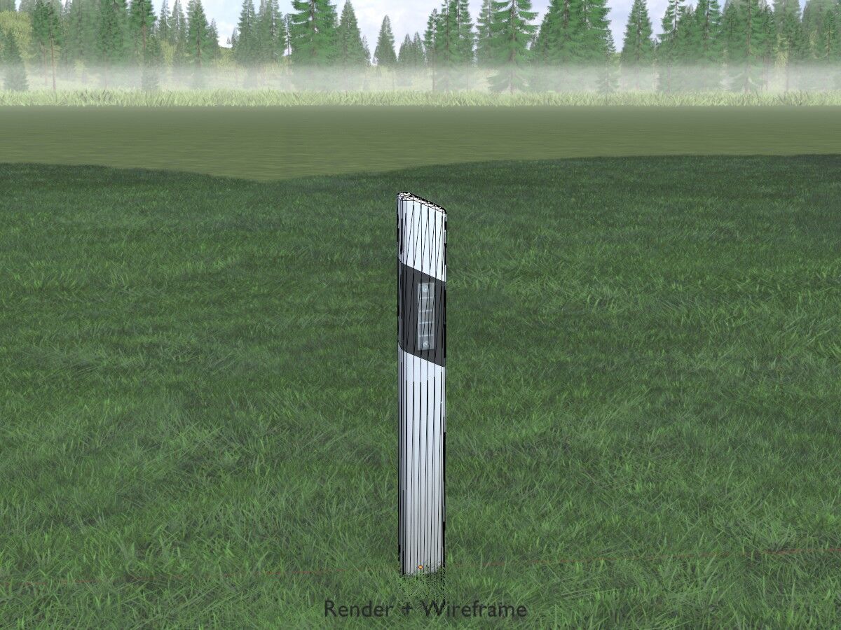 Delineator posts with white reflectors R Low-poly 3D model_5