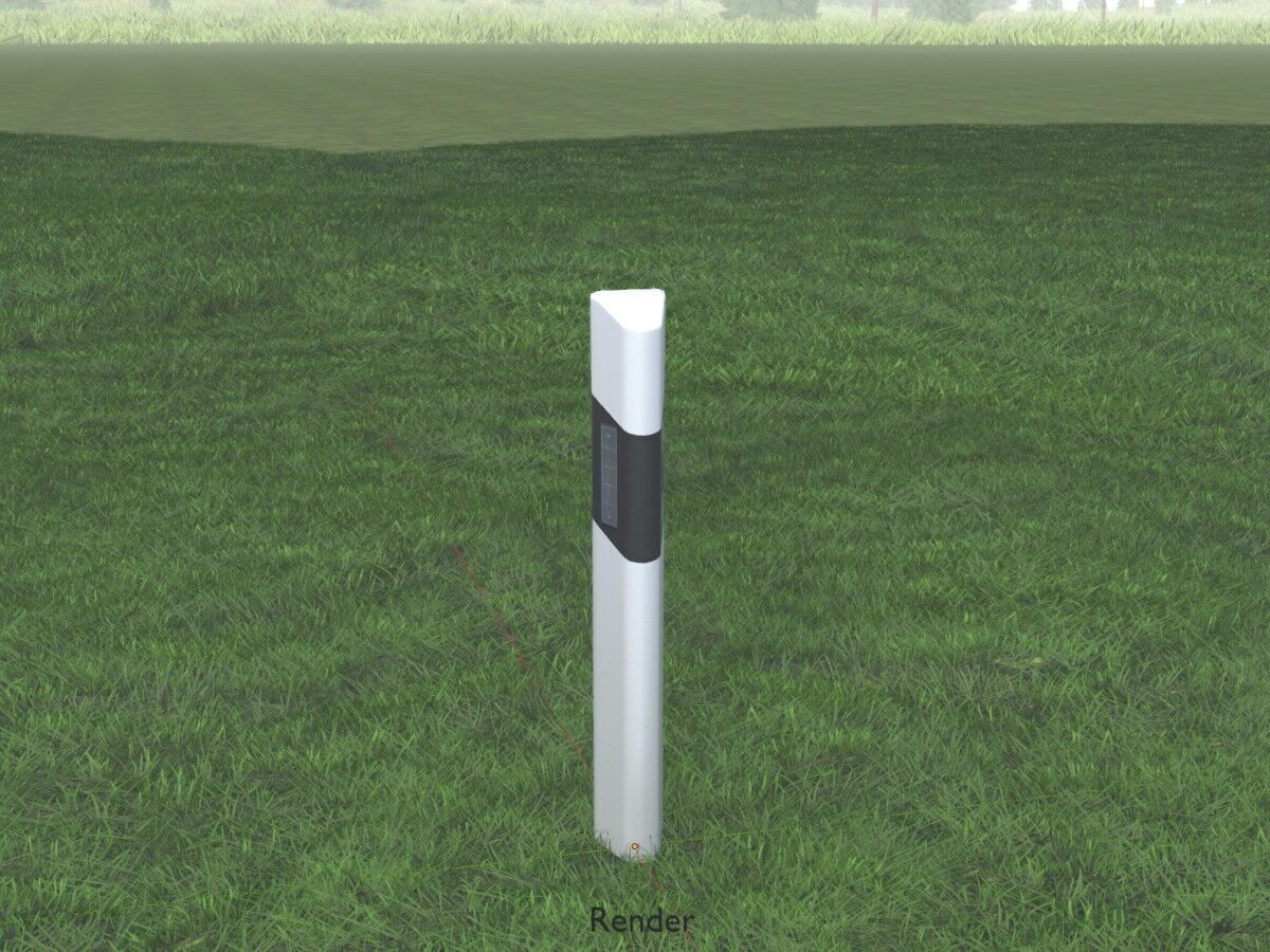 Delineator posts with white reflectors R Low-poly 3D model_14