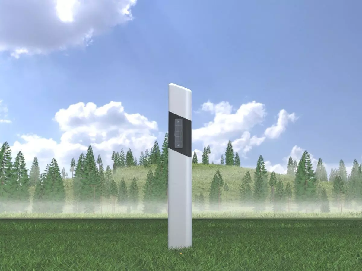 Delineator posts with white reflectors R Low-poly 3D model_0