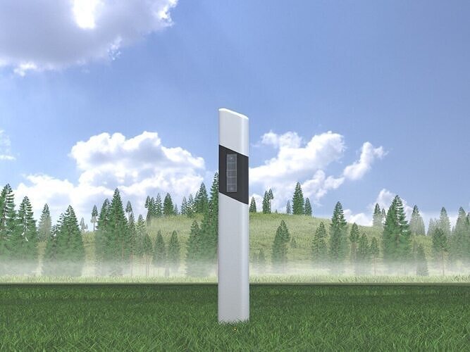 Delineator posts with white reflectors R Low-poly 3D model