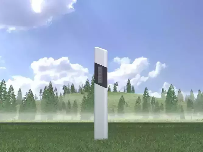 Delineator posts with white reflectors R Low-poly 3D model