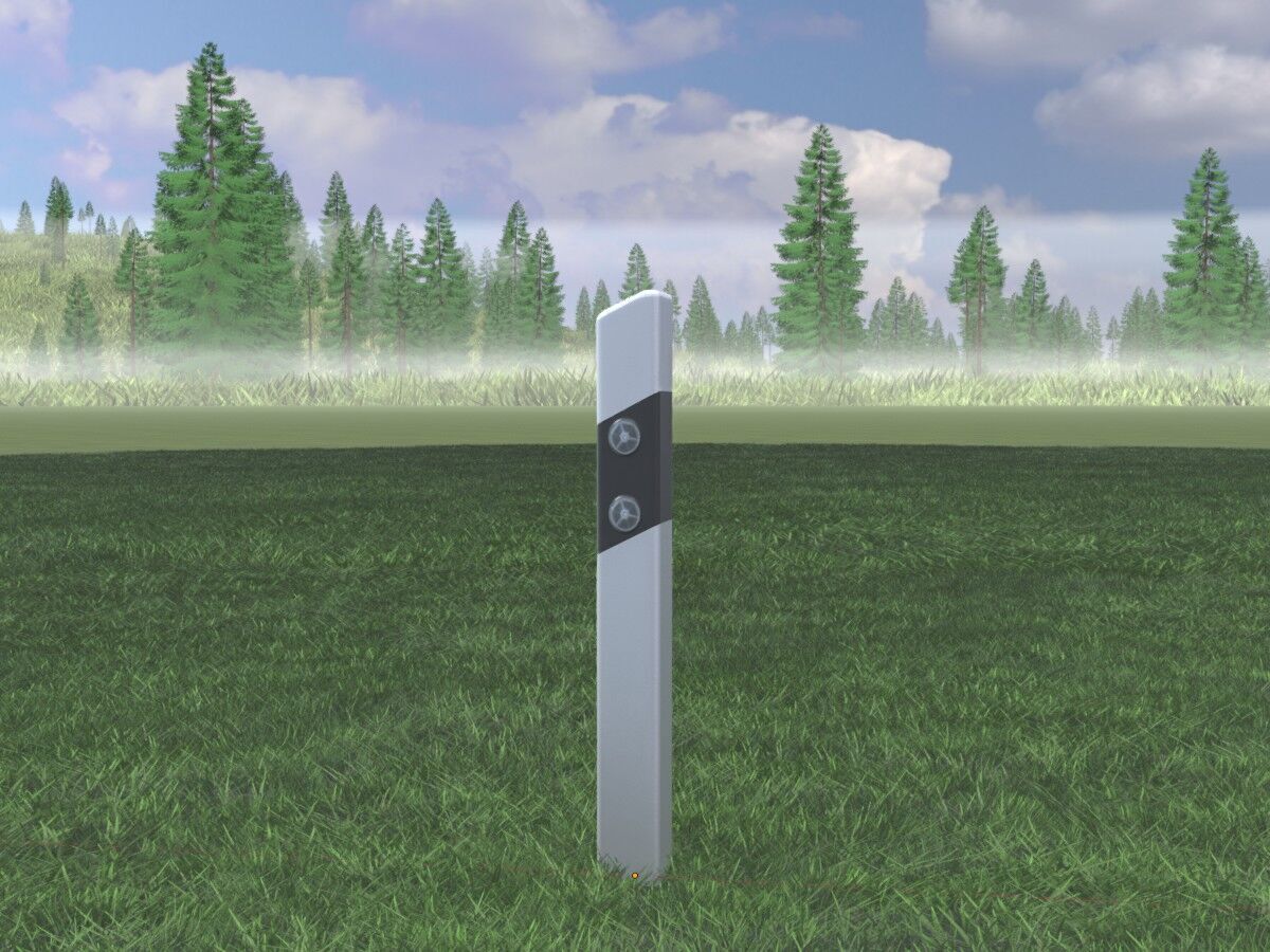 Delineator posts with white reflectors R Low-poly 3D model_3