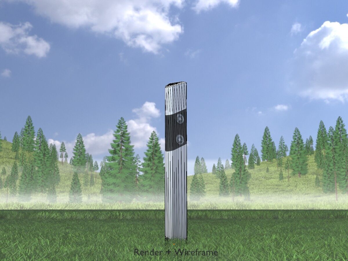 Delineator posts with white reflectors R Low-poly 3D model_6