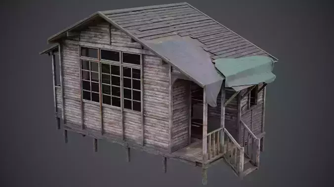 Abandoned Wooden Cabin 3D model