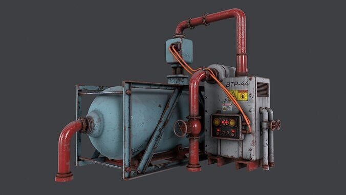 Rusty Industrial Compressor  Low-poly 3D model
