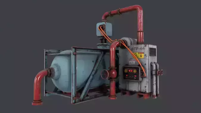 Rusty Industrial Compressor  Low-poly 3D model