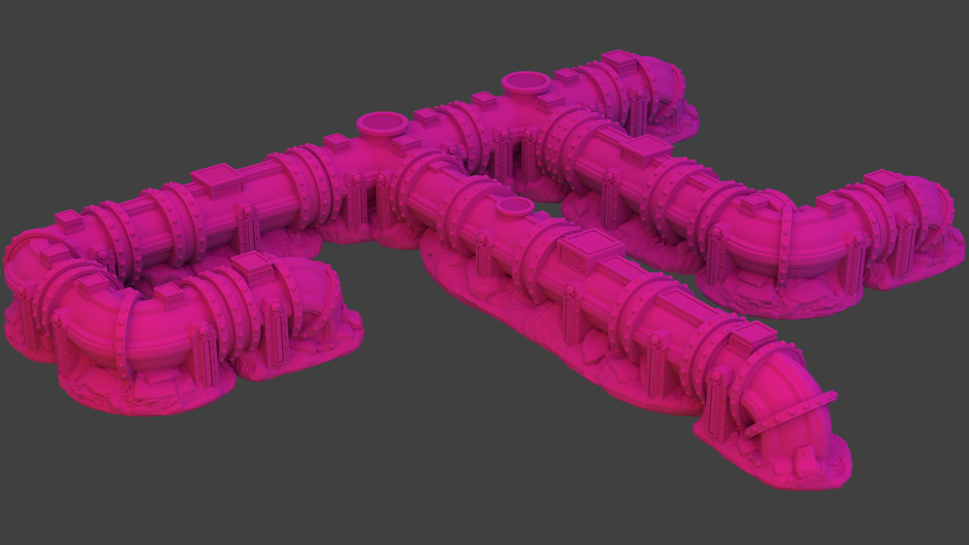 Modular Imperial Pipe Barricade Set 28 32mm 3D print model_1