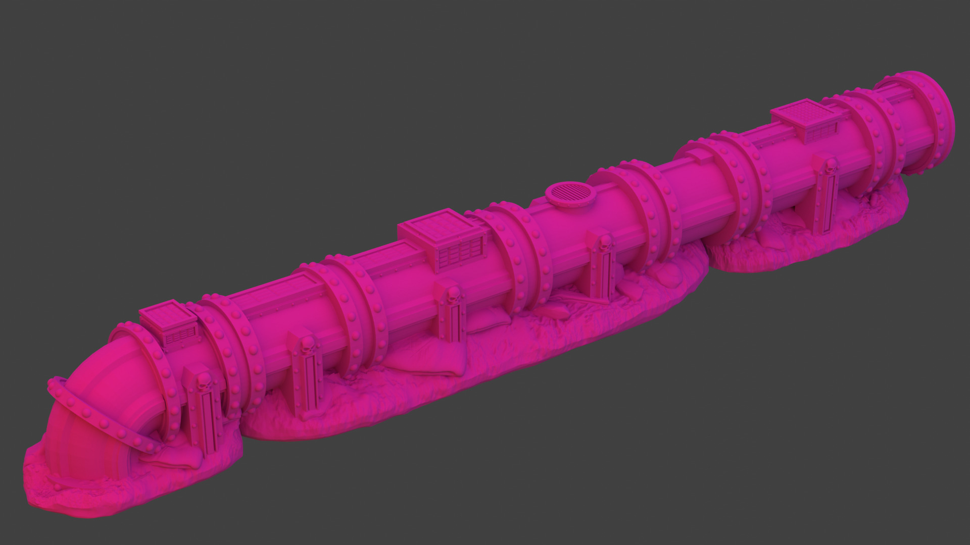 Modular Imperial Pipe Barricade Set 28 32mm 3D print model_3