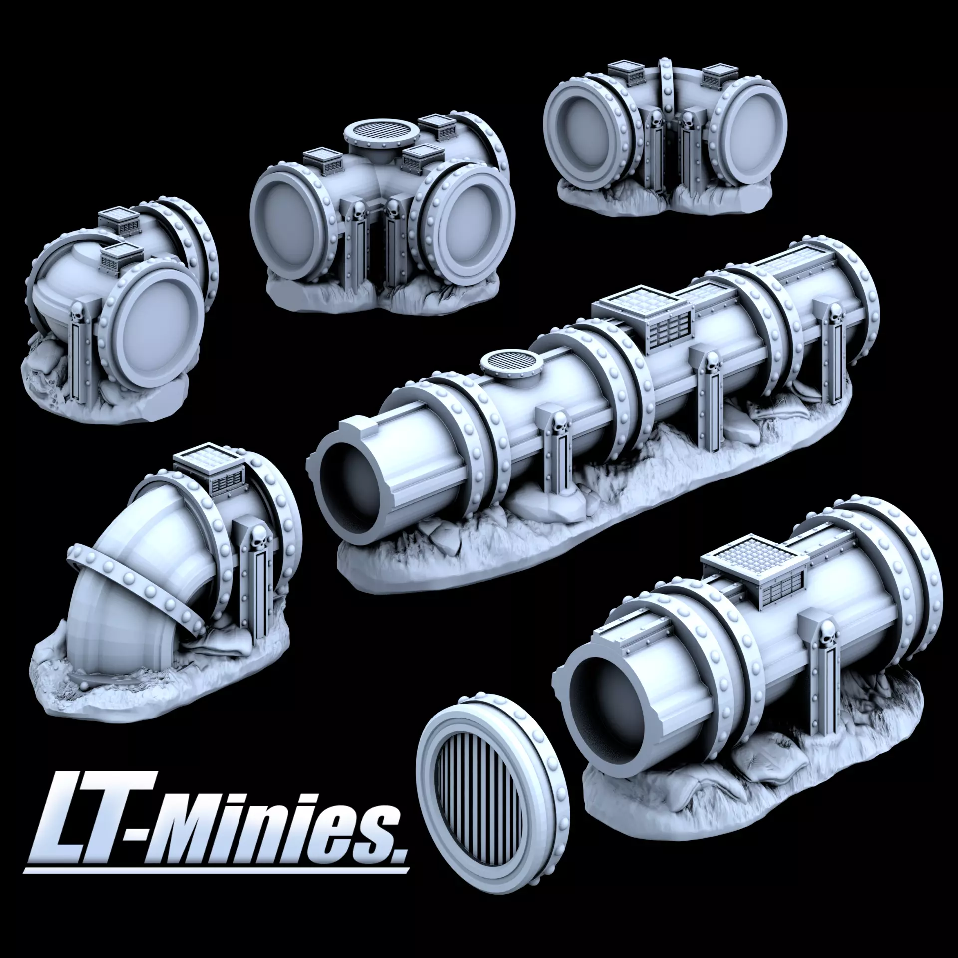 Modular Imperial Pipe Barricade Set 28 32mm 3D print model