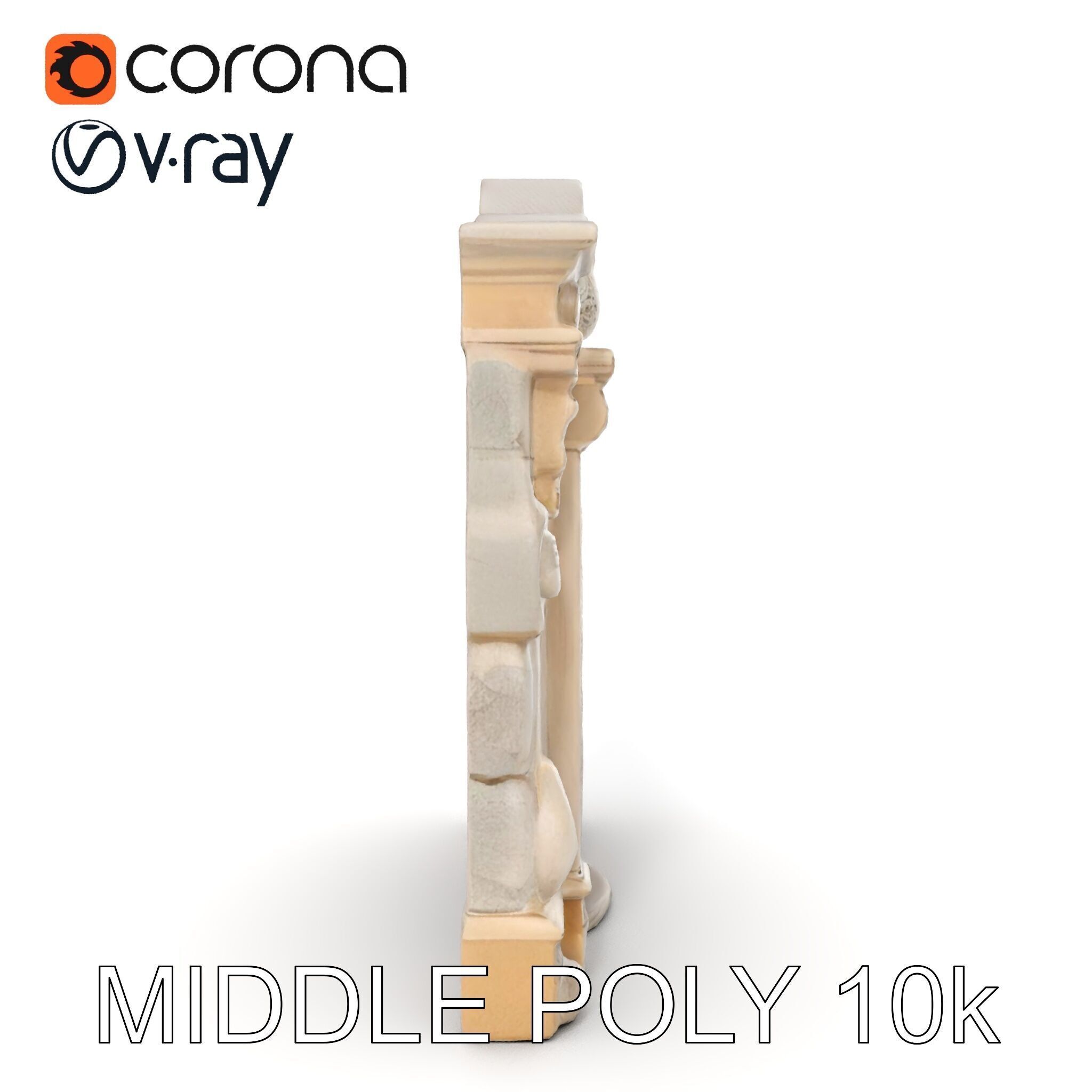 Ornate Wooden Door with Stone Architrave Model Pack Low-poly 3D model_20