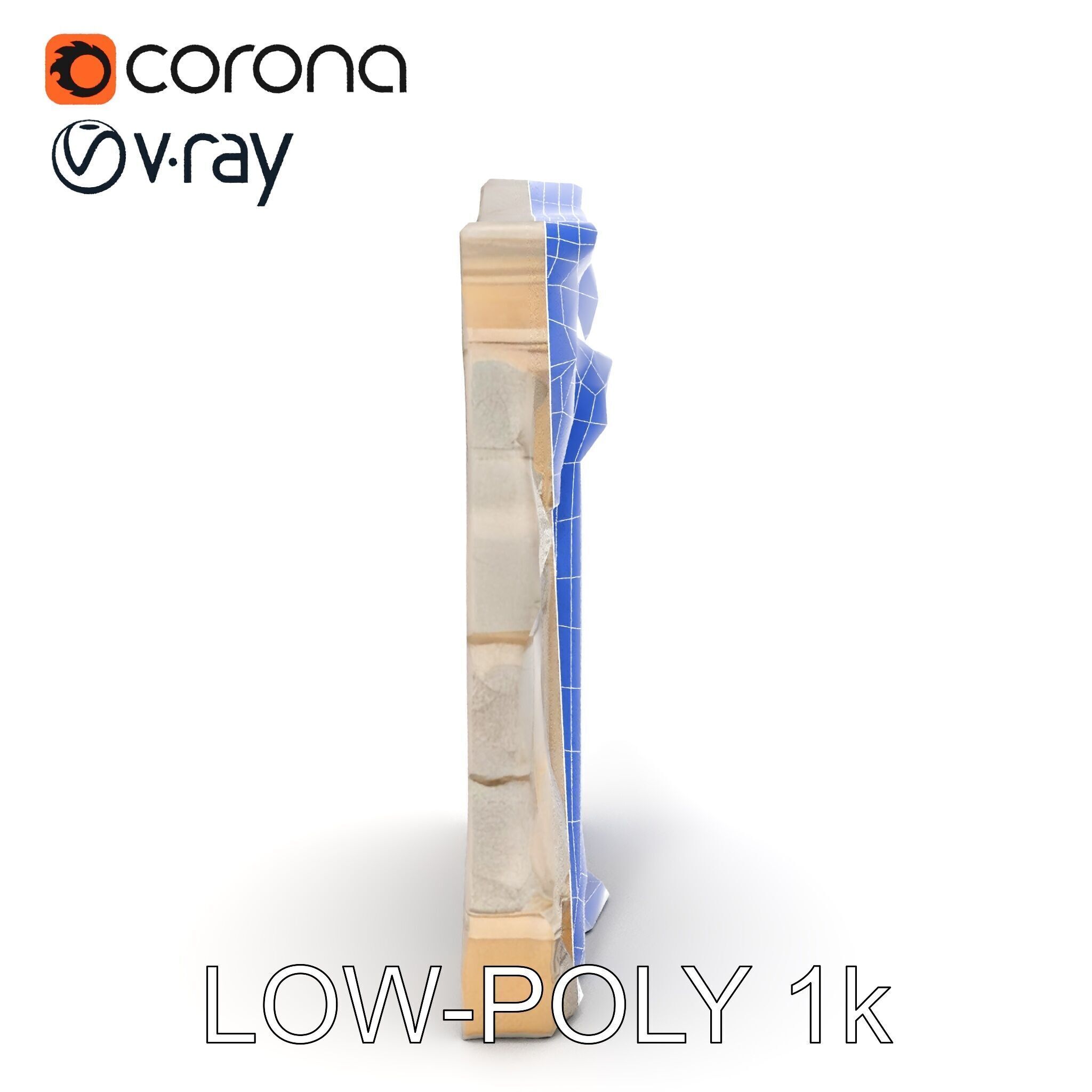 Ornate Wooden Door with Stone Architrave Model Pack Low-poly 3D model_32