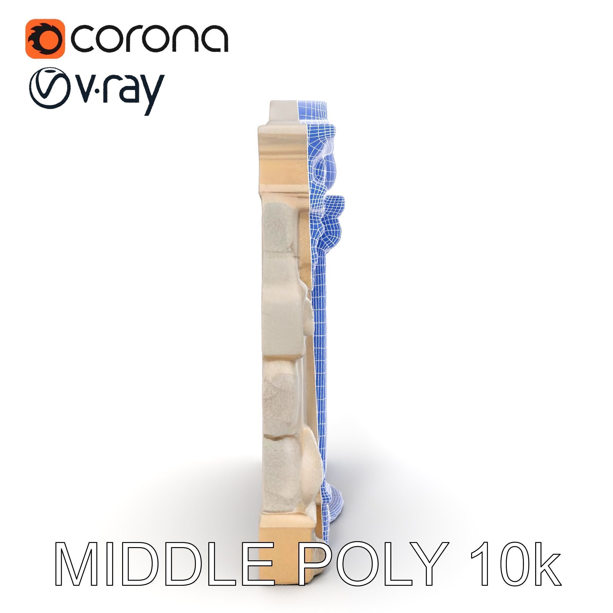 Ornate Wooden Door with Stone Architrave Model Pack Low-poly 3D model_25