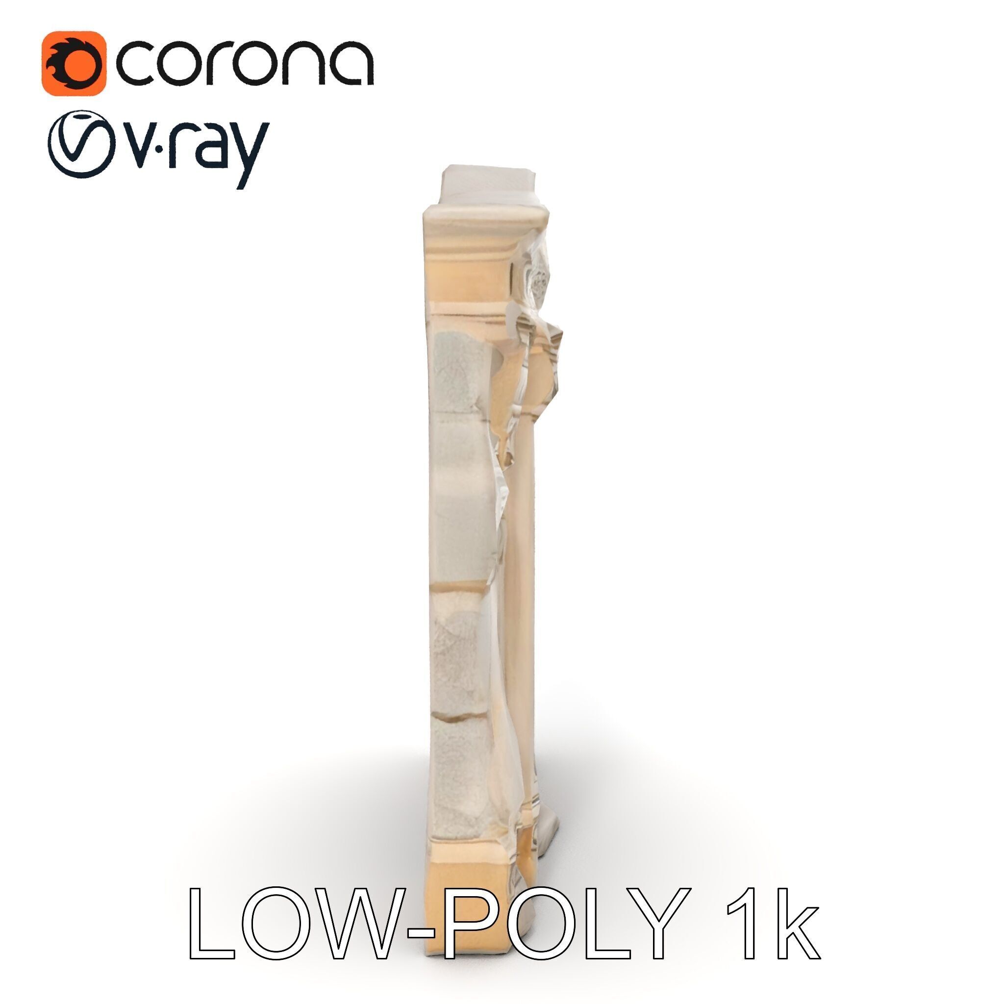 Ornate Wooden Door with Stone Architrave Model Pack Low-poly 3D model_10