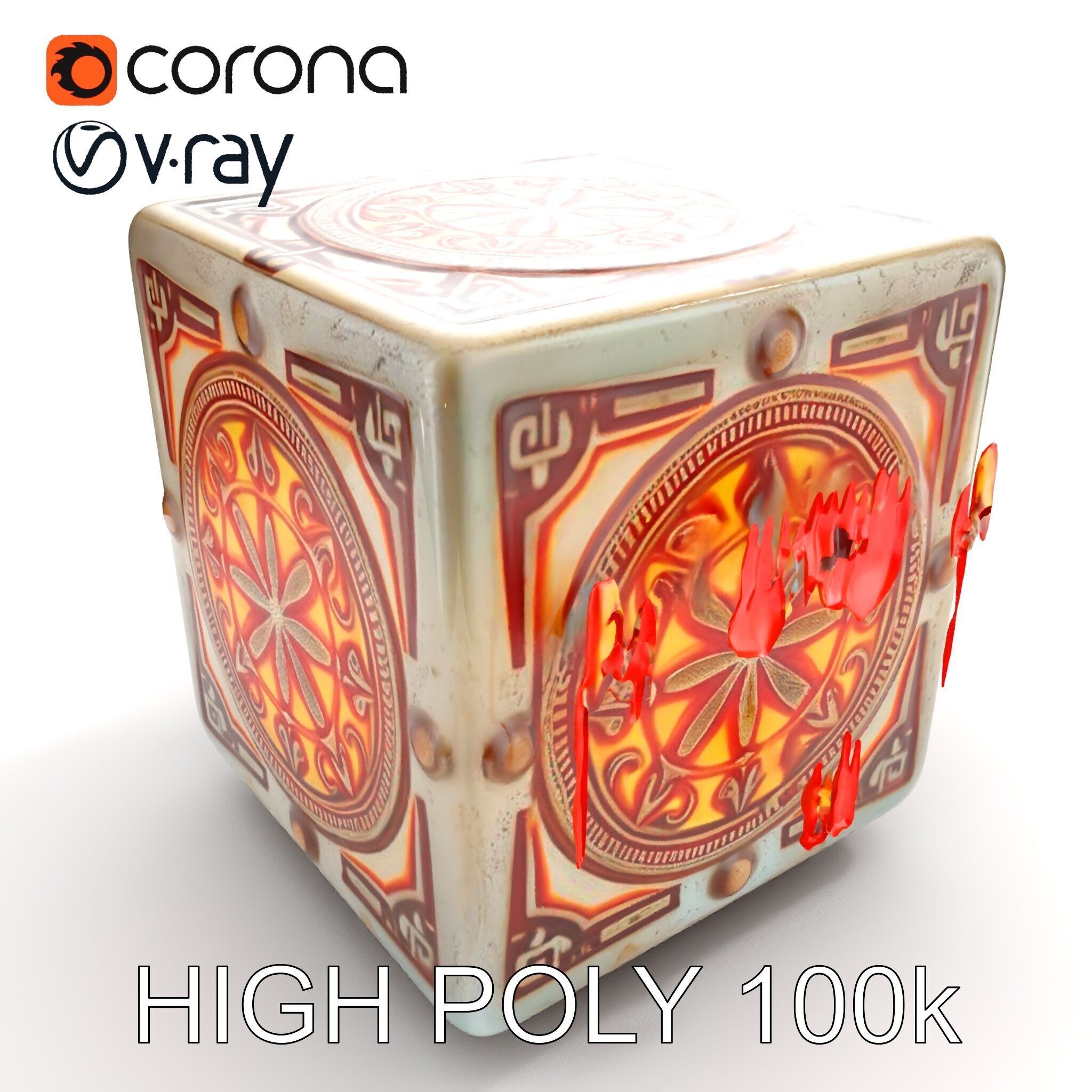 Ornate Glowing Cube Model Pack Low-poly 3D model_14