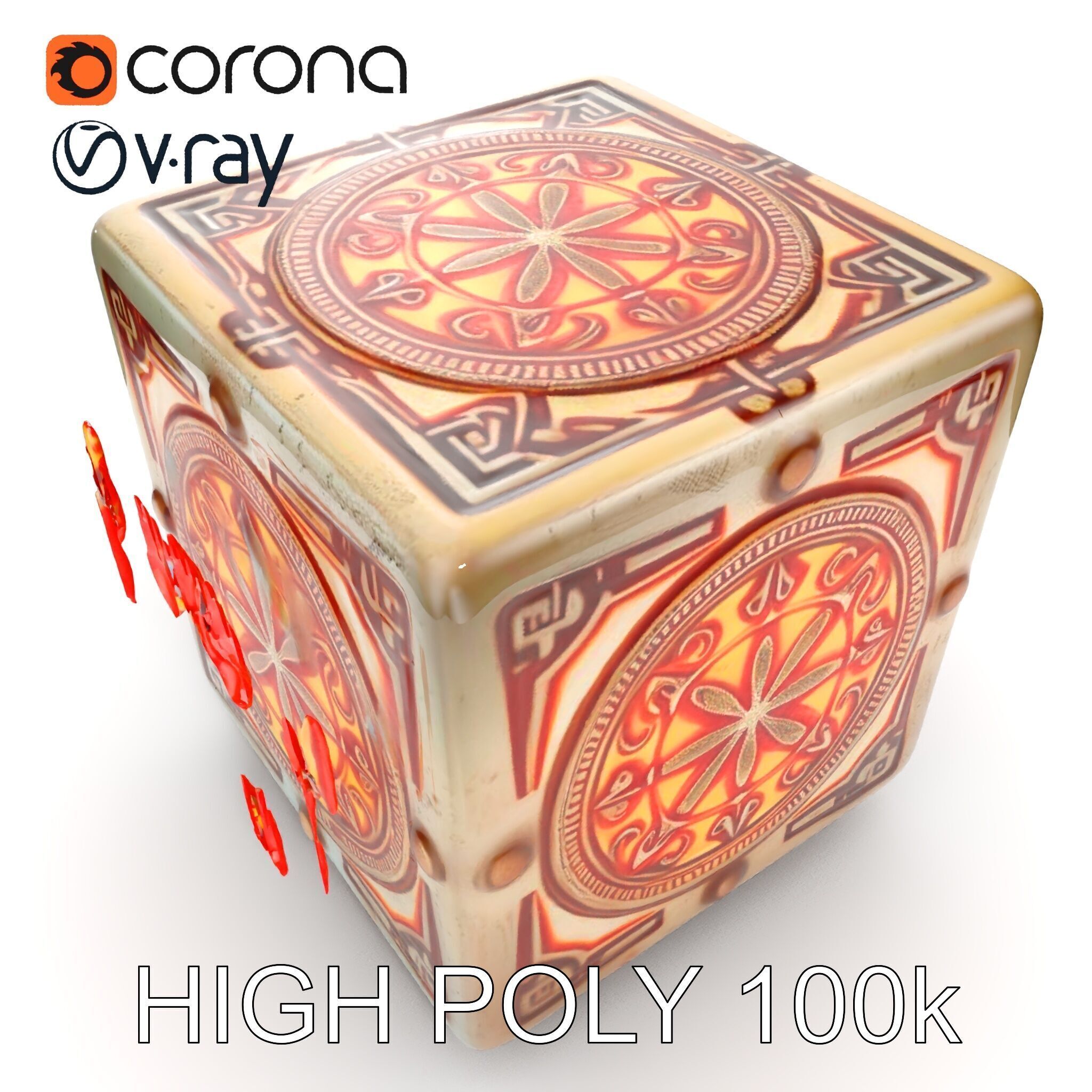 Ornate Glowing Cube Model Pack Low-poly 3D model_11