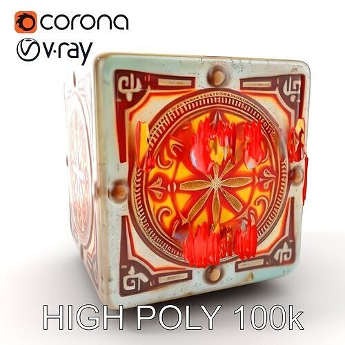 Ornate Glowing Cube Model Pack Low-poly 3D model