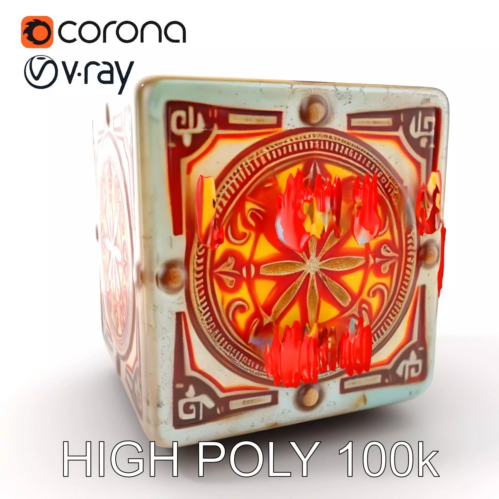 Ornate Glowing Cube Model Pack Low-poly 3D model_0