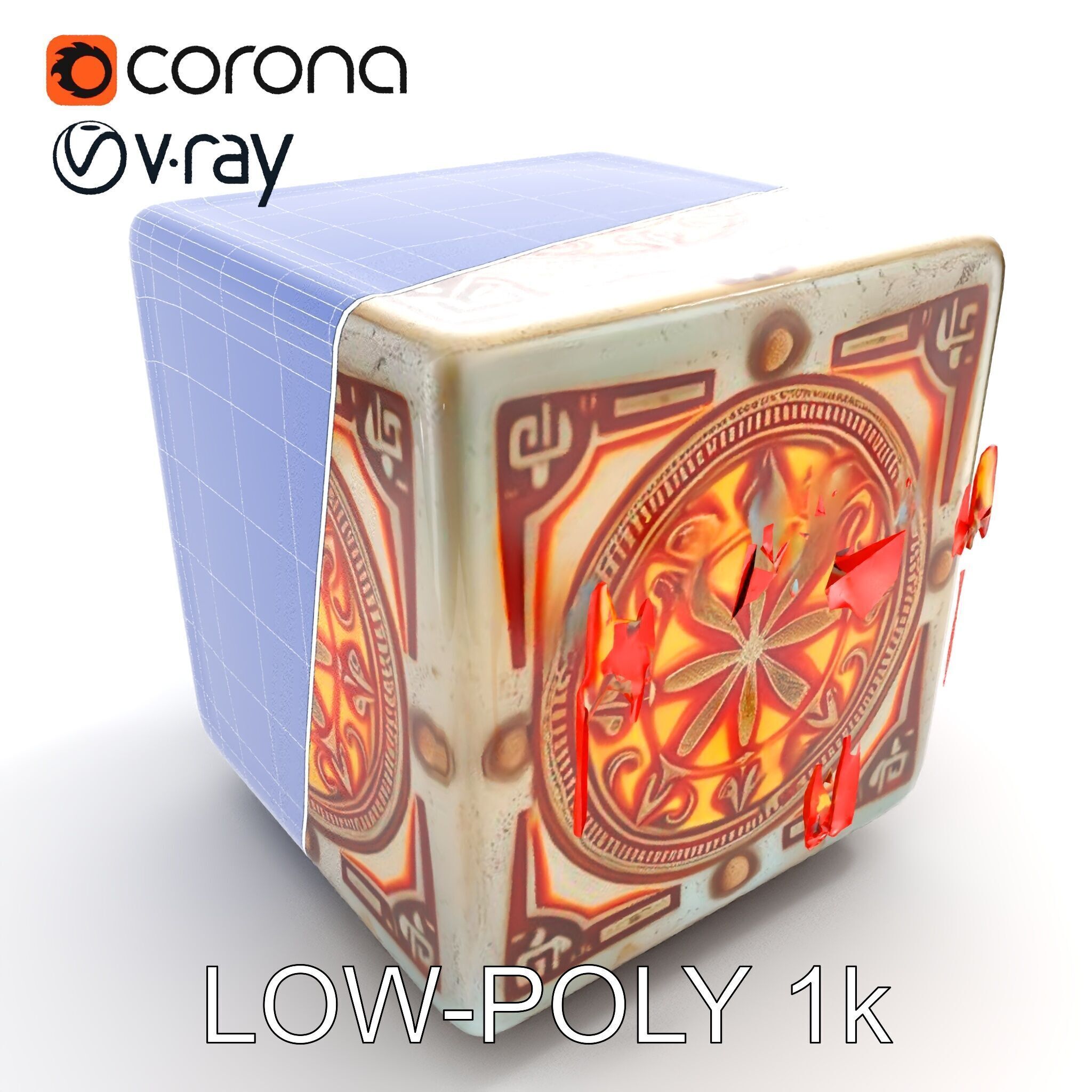 Ornate Glowing Cube Model Pack Low-poly 3D model_16