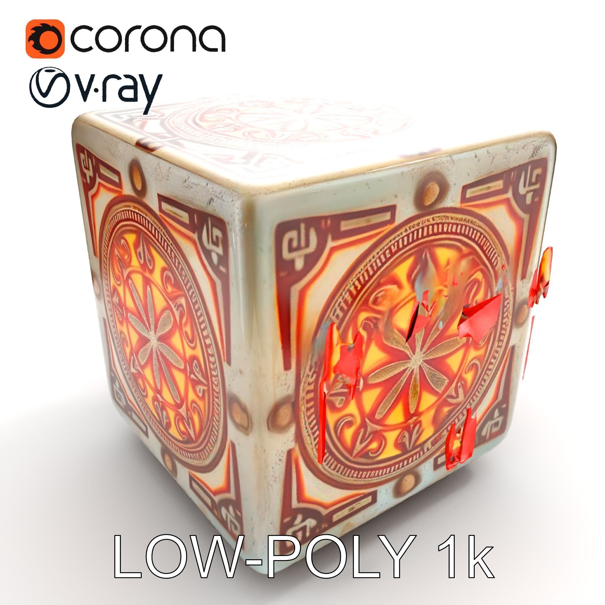 Ornate Glowing Cube Model Pack Low-poly 3D model_8