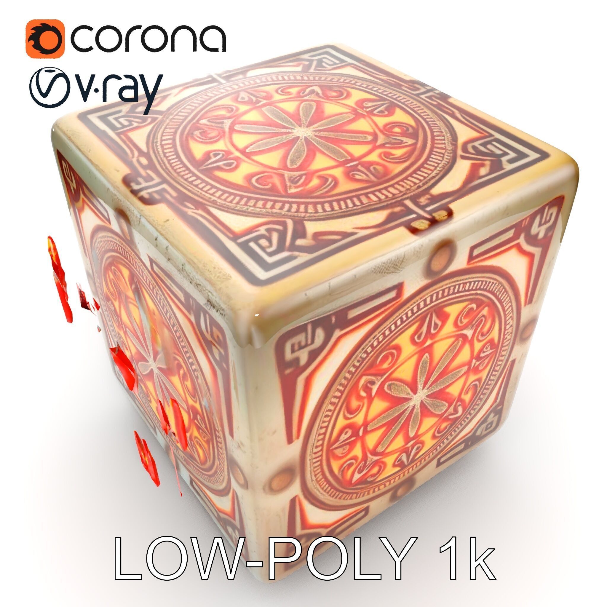 Ornate Glowing Cube Model Pack Low-poly 3D model_32
