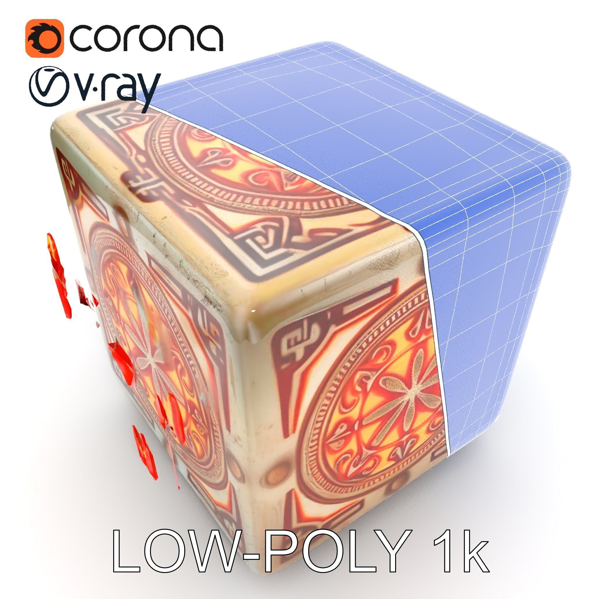 Ornate Glowing Cube Model Pack Low-poly 3D model_13