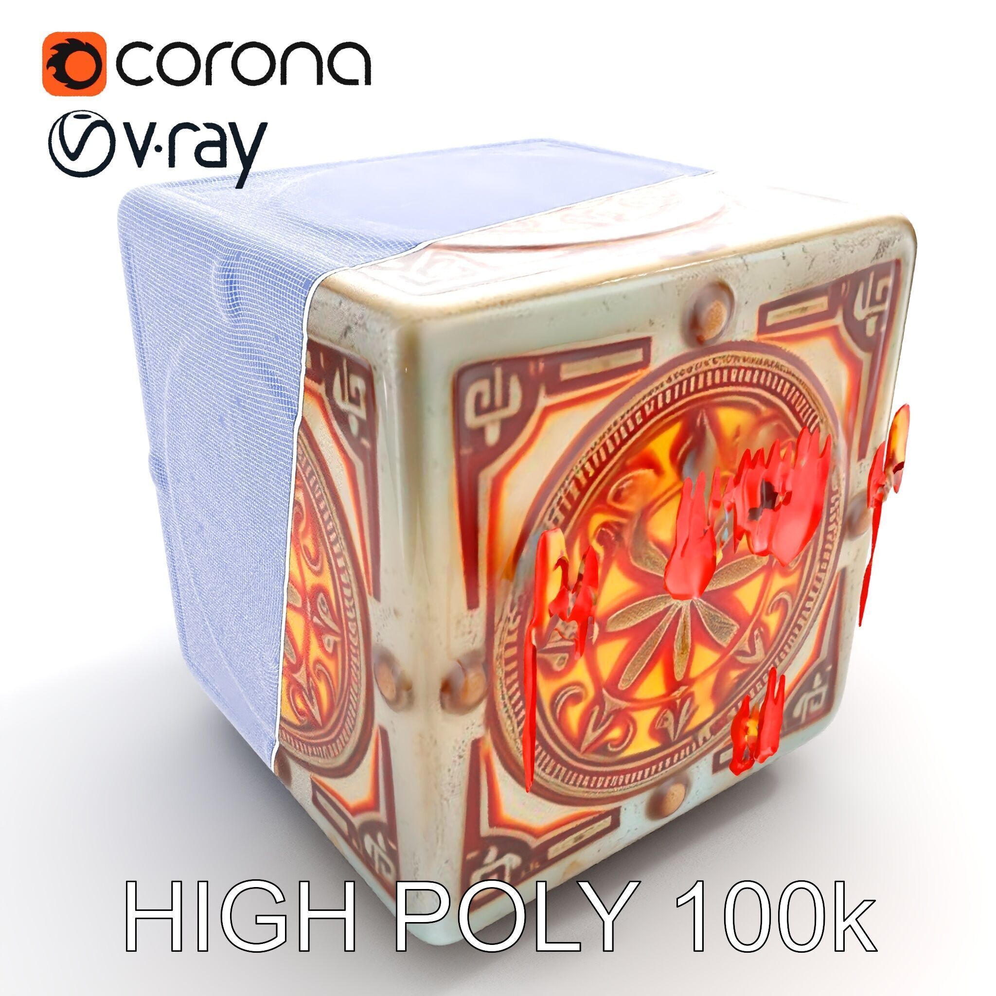 Ornate Glowing Cube Model Pack Low-poly 3D model_27