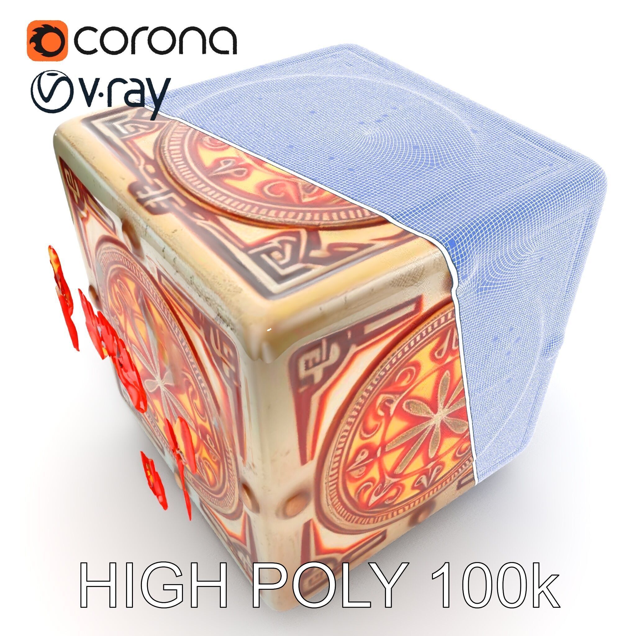 Ornate Glowing Cube Model Pack Low-poly 3D model_36