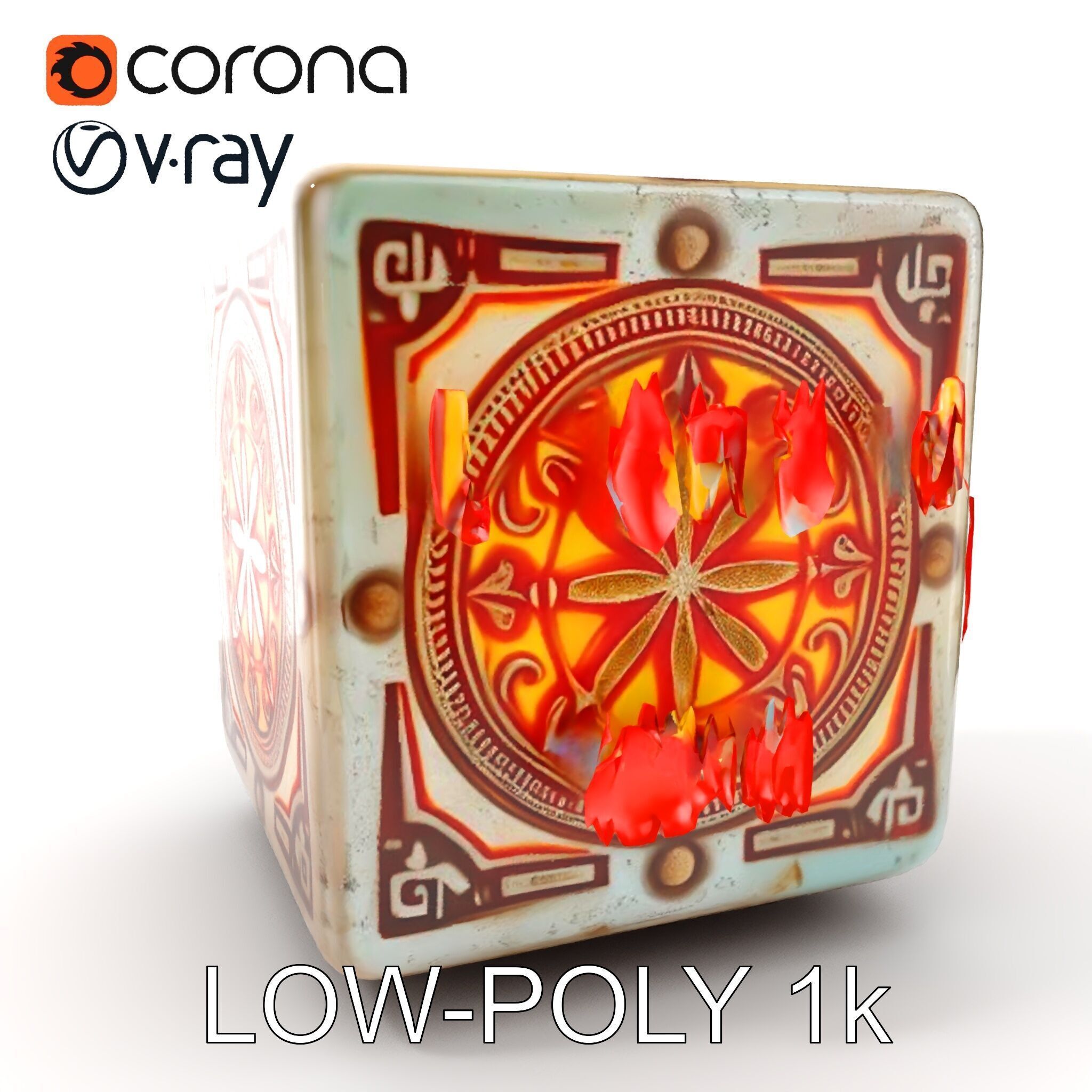 Ornate Glowing Cube Model Pack Low-poly 3D model_10