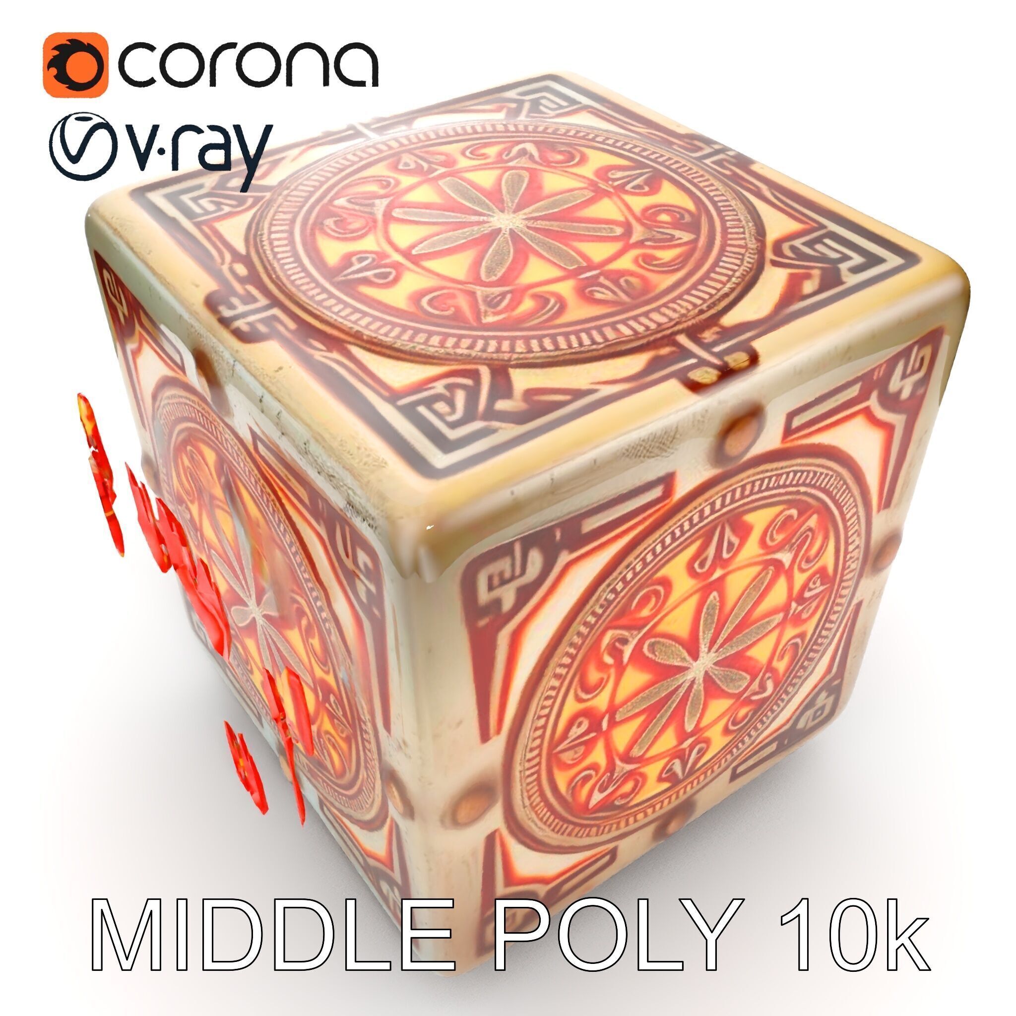 Ornate Glowing Cube Model Pack Low-poly 3D model_9