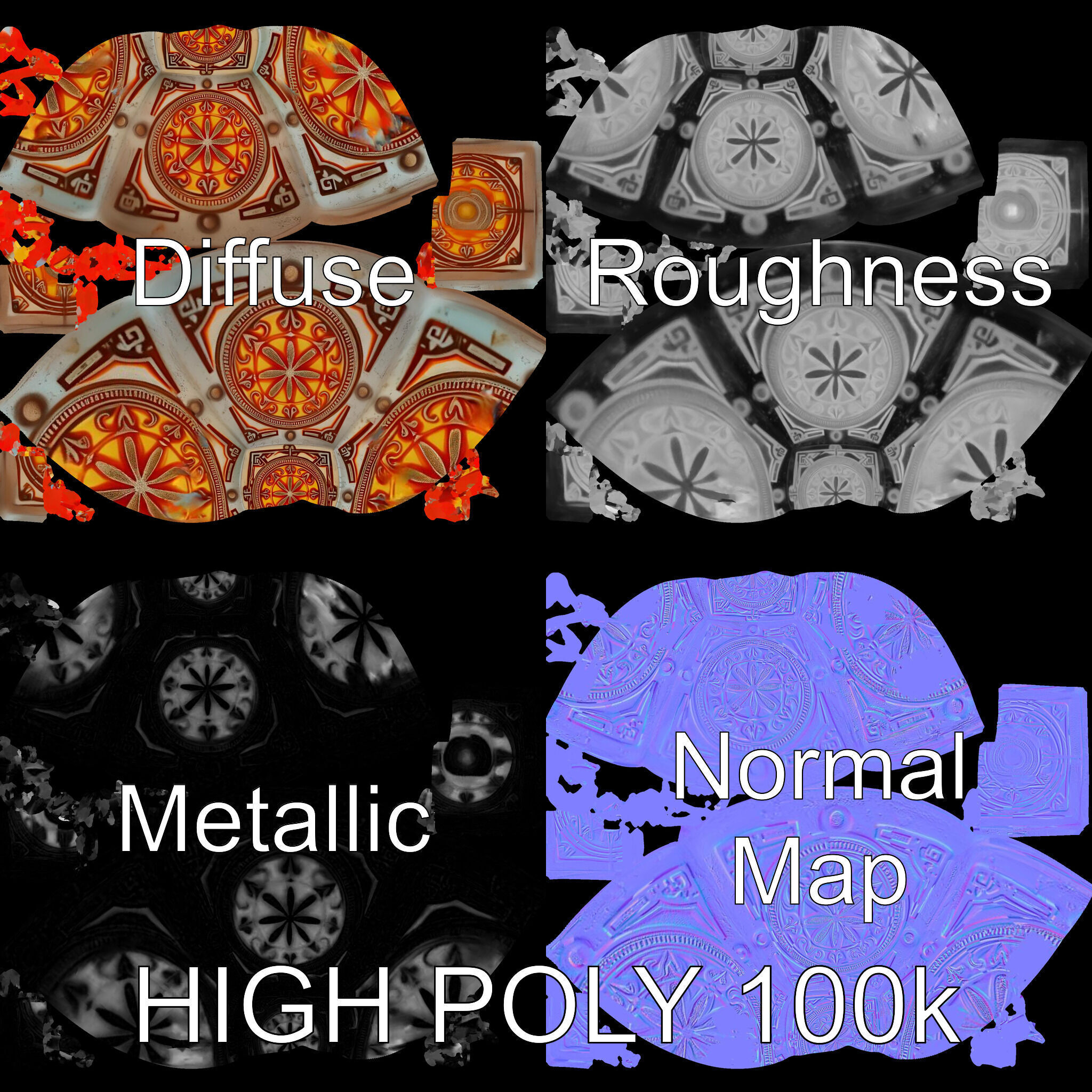 Ornate Glowing Cube Model Pack Low-poly 3D model_4