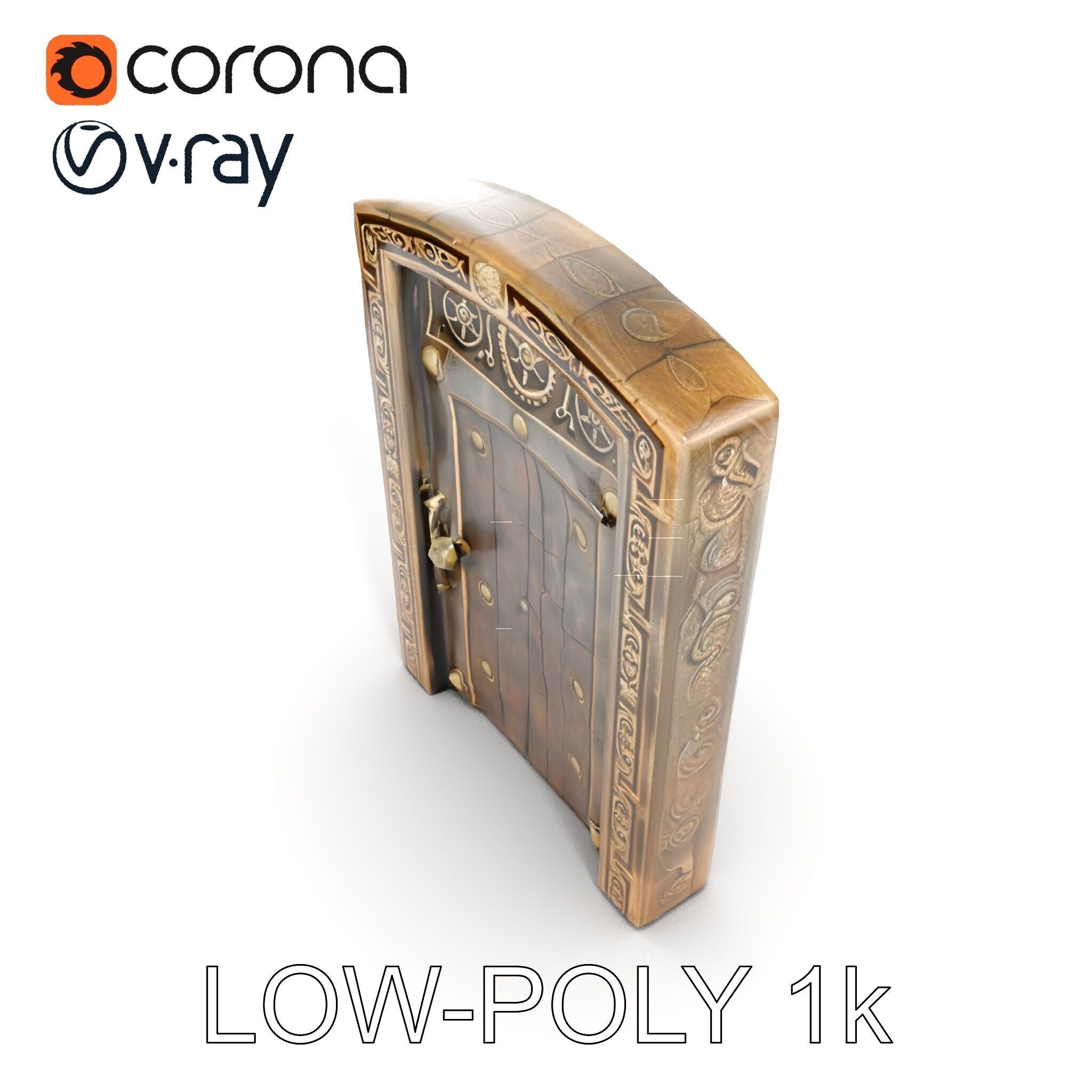 Medieval Wooden Door Model Pack Low-poly 3D model_14