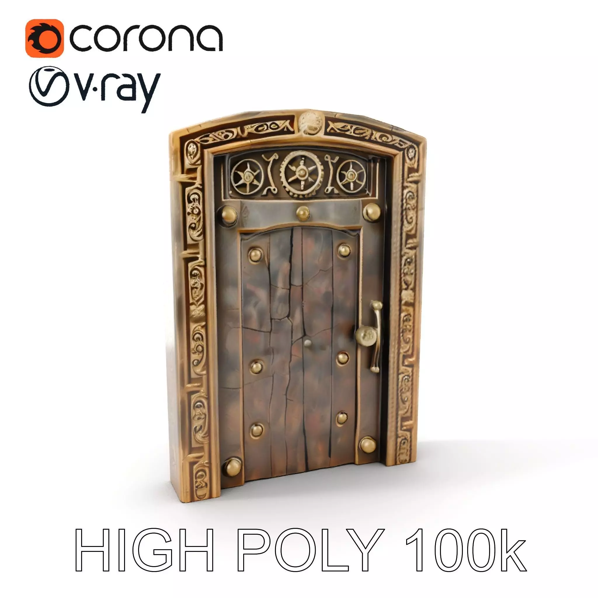 Medieval Wooden Door Model Pack Low-poly 3D model_0